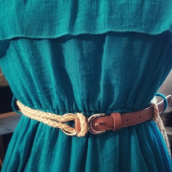 SOLD-Annabelle Turquoise Strapless Summer Dress - Picture 2 of 4